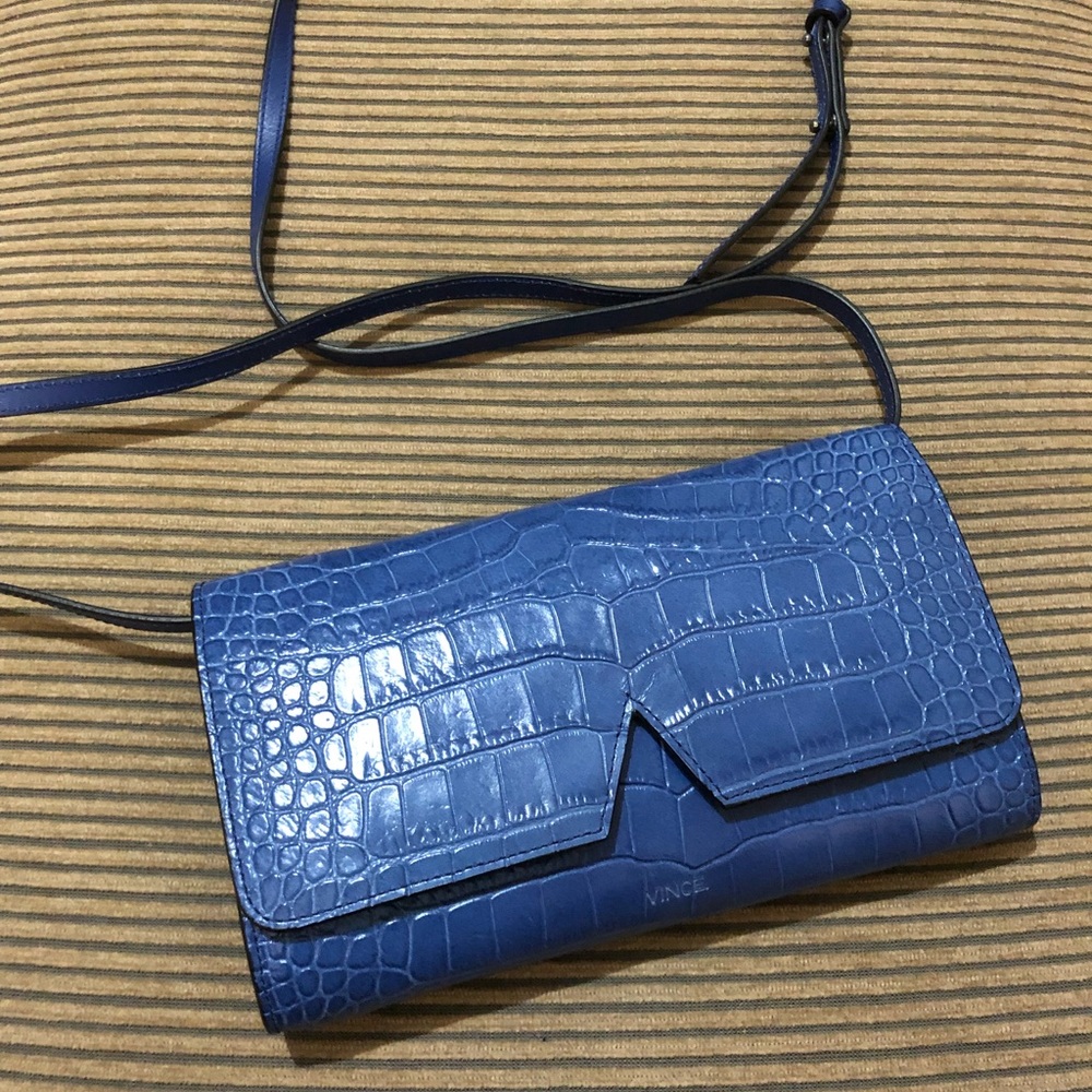 VINCE Signature V Crocodile-Embossed Clutch Bag